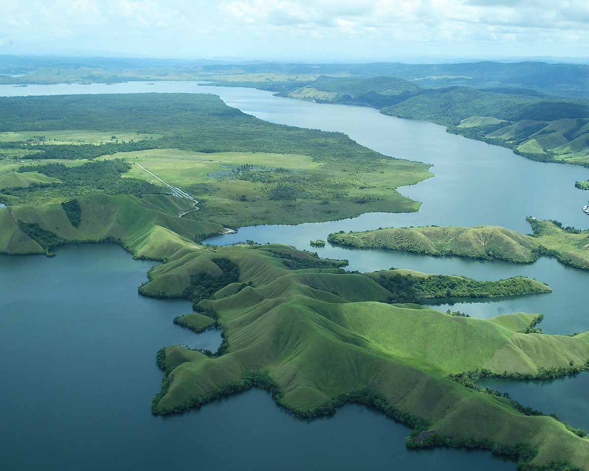 A stunning aerial shot of Papua's landscape