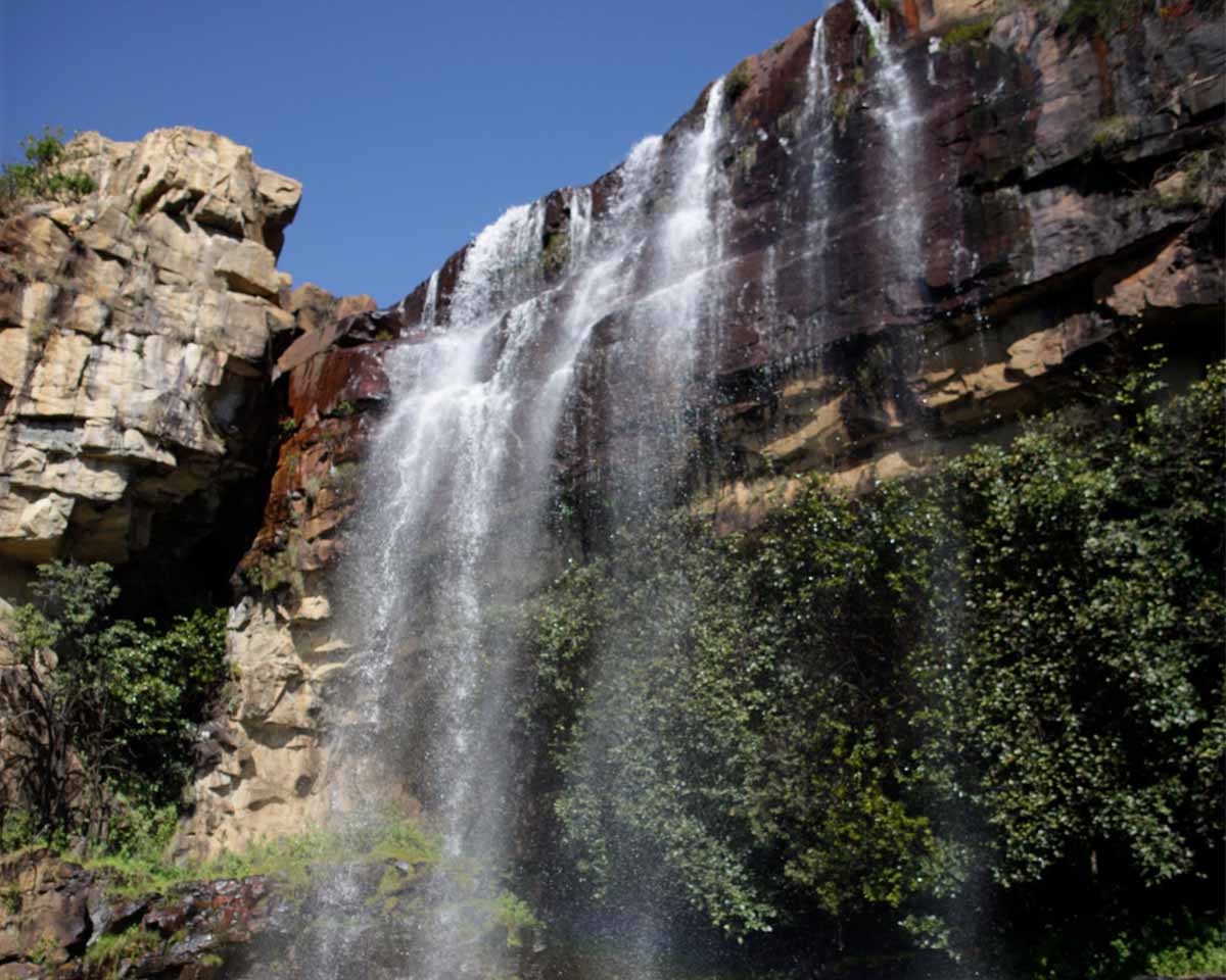 A tall waterfall outside of Lubango