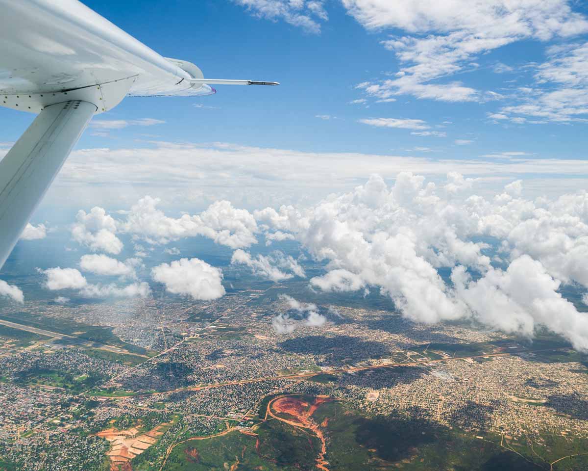 Aerial view of Luena city, Angola