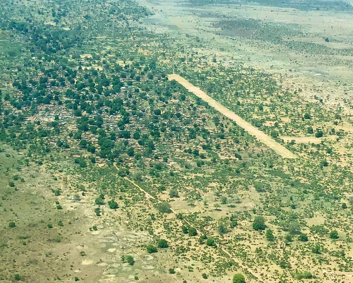 An aerial view of the airstrip in Tchaguine, Chad