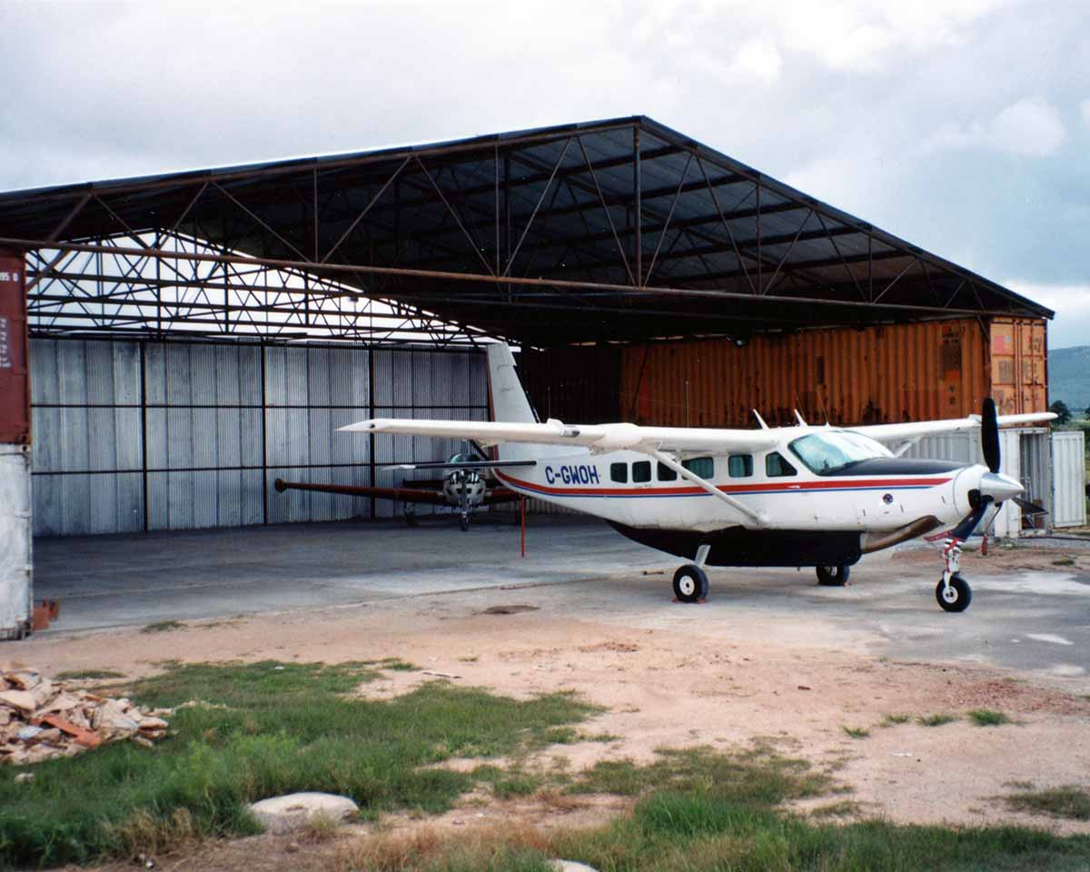 An old MAF hangar in Angola from the 1990s