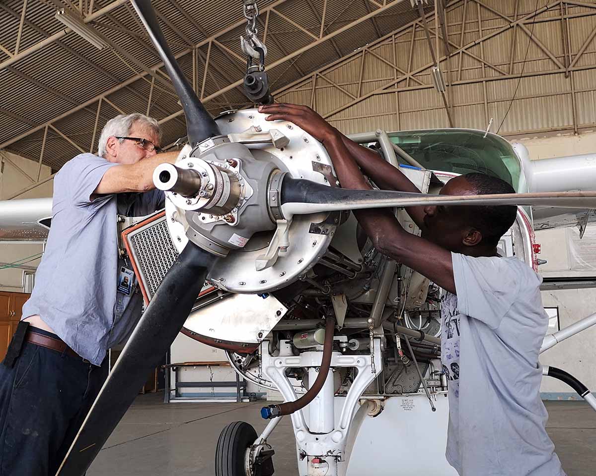 Our amazing MAF engineers working on one of the aircraft in Chad